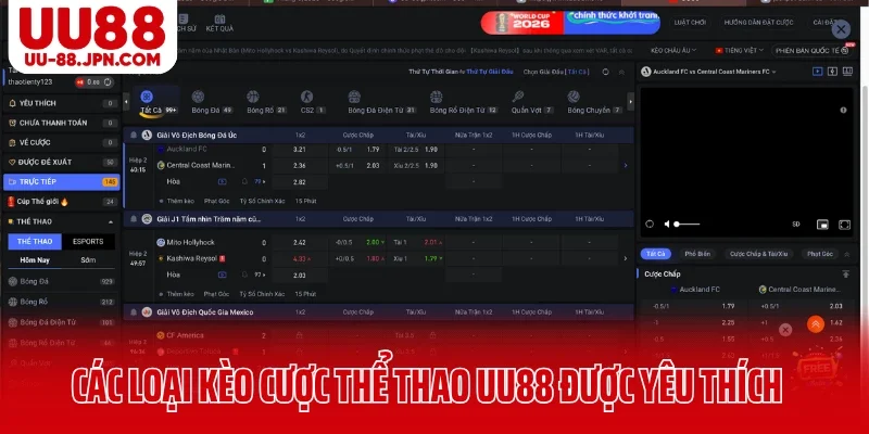 Các loại kèo cược thể thao UU88 được yêu thích nhất