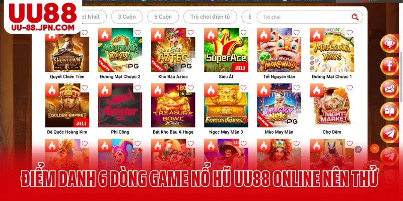 Điểm danh 6 dòng game nổ hũ UU88 online nên thử