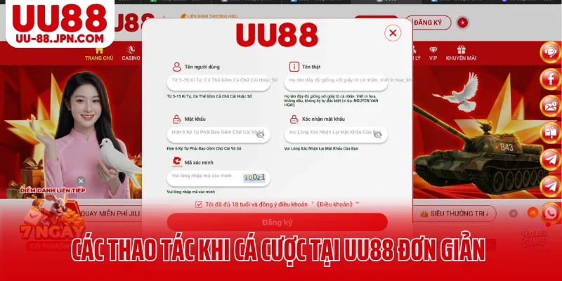 Hướng dẫn các thao tác khi cá cược tại UU88 đơn giản