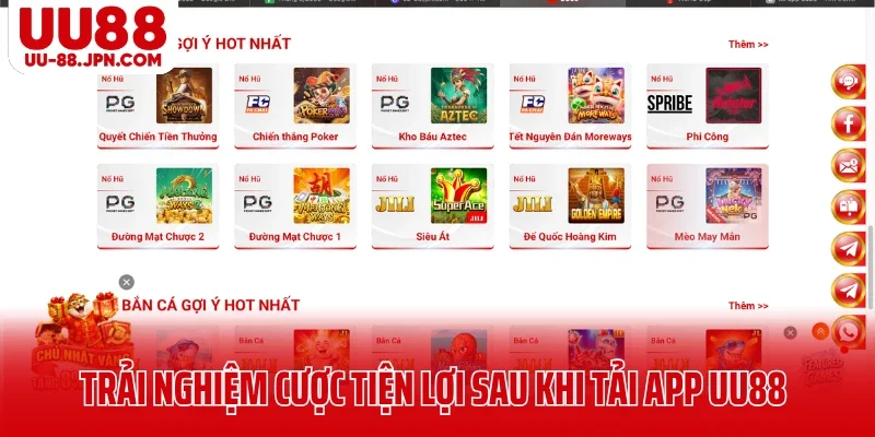 Trải nghiệm cược tiện lợi sau khi tải app UU88