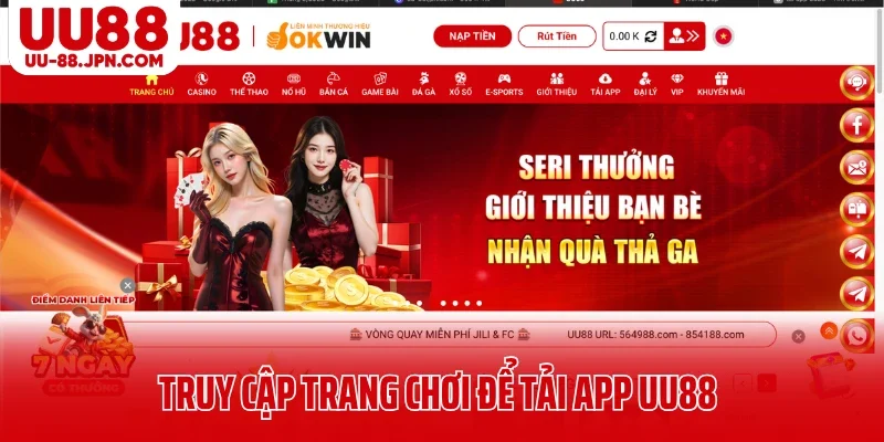 Truy cập trang chơi để tải app UU88
