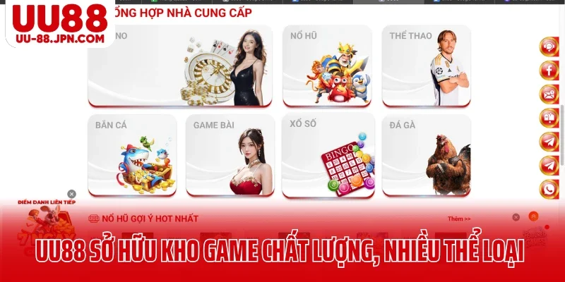 UU88 sở hữu kho game chất lượng, nhiều thể loại